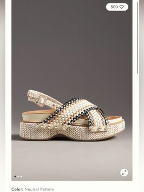 Brand New Kelsi Dagger Brooklyn Platform Slingback Sandals - Cream & Black 7